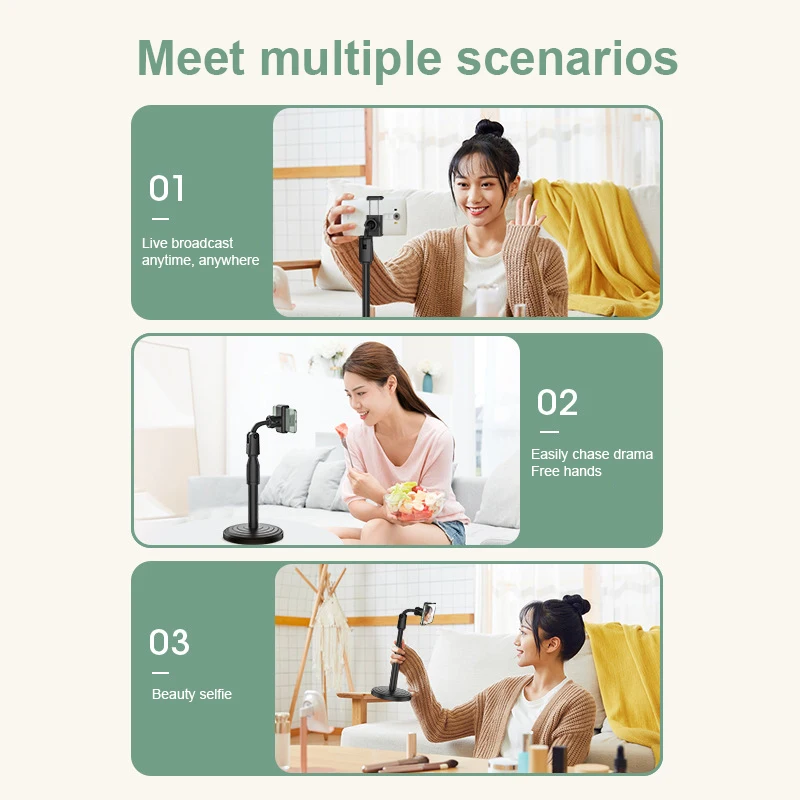 Desktop Stable Cell Phone Holder Stand For Live Streaming Video Call Round Base Smartphone Monopod Portable Tripe Mobile | Мобильные