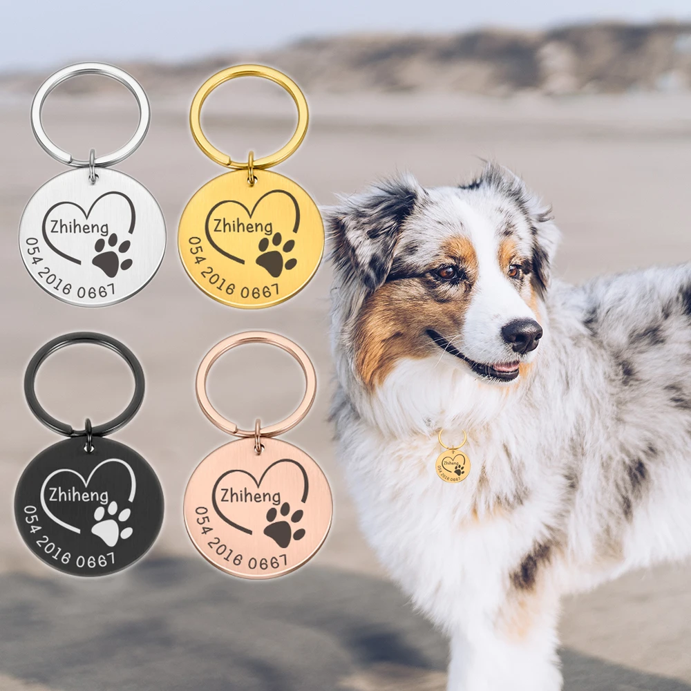 

Персонализированная бирка для собак с бесплатной гравировкой, идентификационные бирки для собак, табличка для французского бульдога, Аксе...