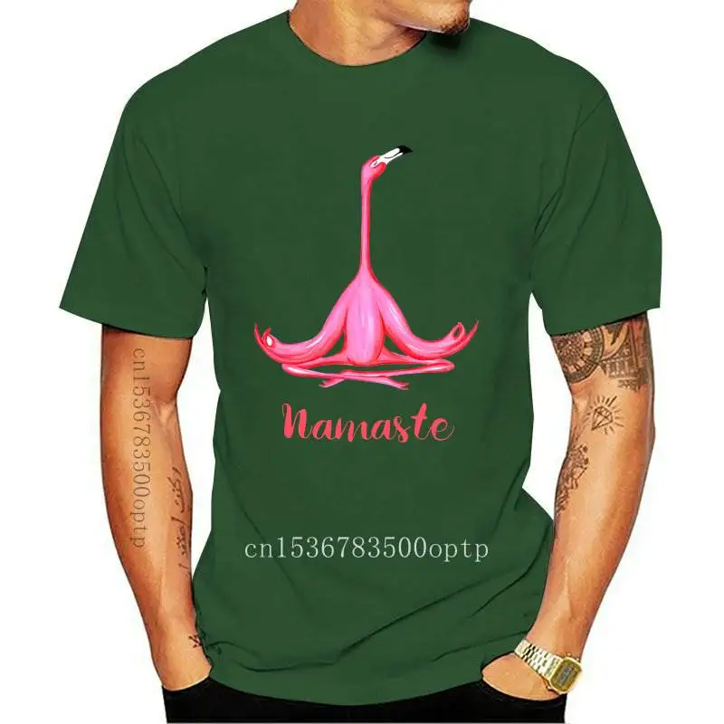 

New Meditating Flamingo Yog a and Namaste T-Shirt Summer Women Short Sleeve Pink Flamingo Zen Art Print Casual Girl Tops White T