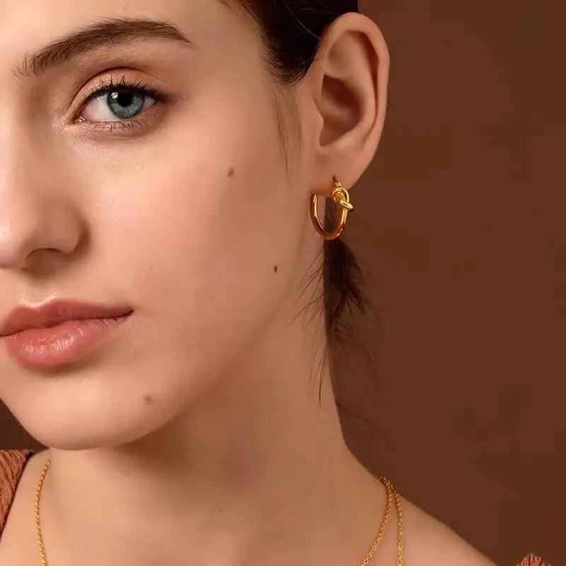 

Геометрические серьги DAVINI с узлом и крючком, Золотые круглые серьги-капельки, висячие серьги, ювелирные изделия для женщин, женские модные у...