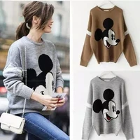 disney mickey mouse autumn winter knitted jumper tops turtleneck pullovers casual sweaters women long sleeve loose sweater girls