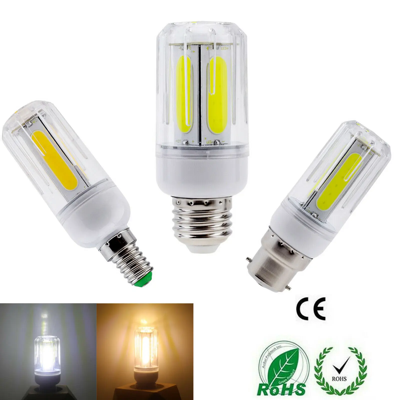 

110V 220V E26 E27 B22 E14 E12 Screw /Bayonet Base Lamps AC 85-265V LED COB Corn Light Bulbs Super Bright for Home Office 12W 16W