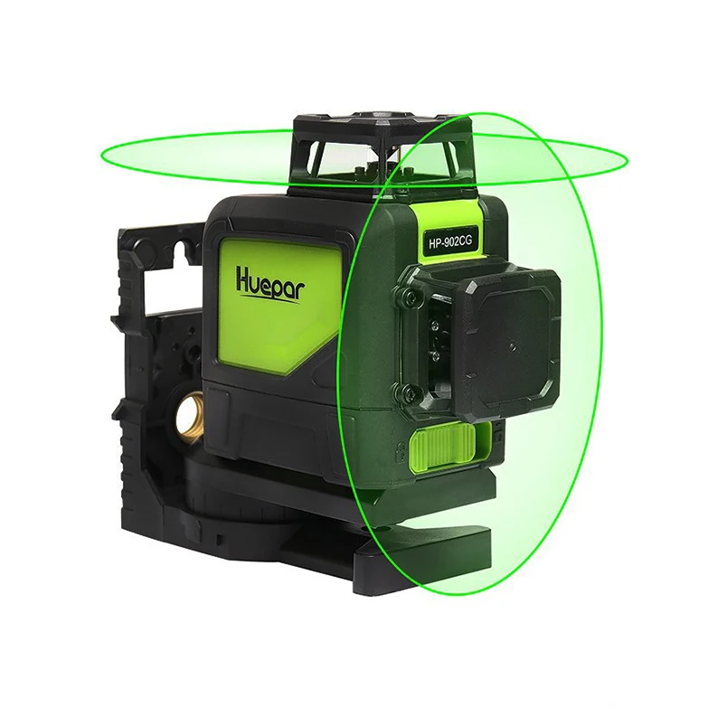 Huepar 902CG 360 самонивелирующийся 3D лазерный уровень зеленый луч Мощный 5/8/12 линий