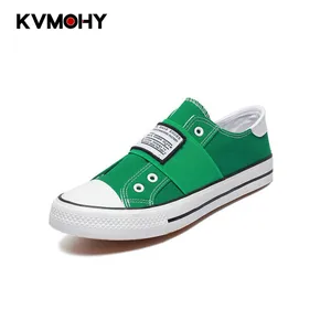 Кроссовки мужские без шнуровки, холщовые кеды, дышащие однотонные, износостойкие, модная повседневная обувь зеленого цвета