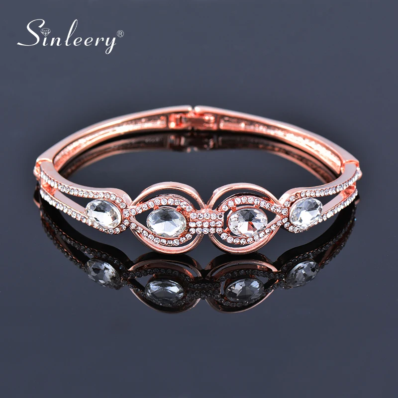 Женский ажурный браслет SINLEERY Классические свадебные браслеты цвета розового