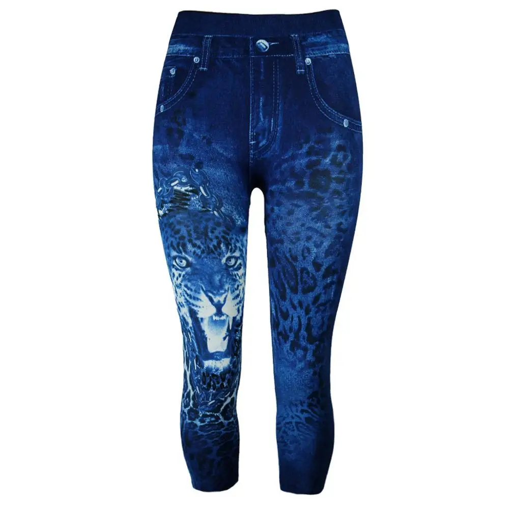 Женские летние штаны для йоги эластичные леггинсы из искусственной джинсовой