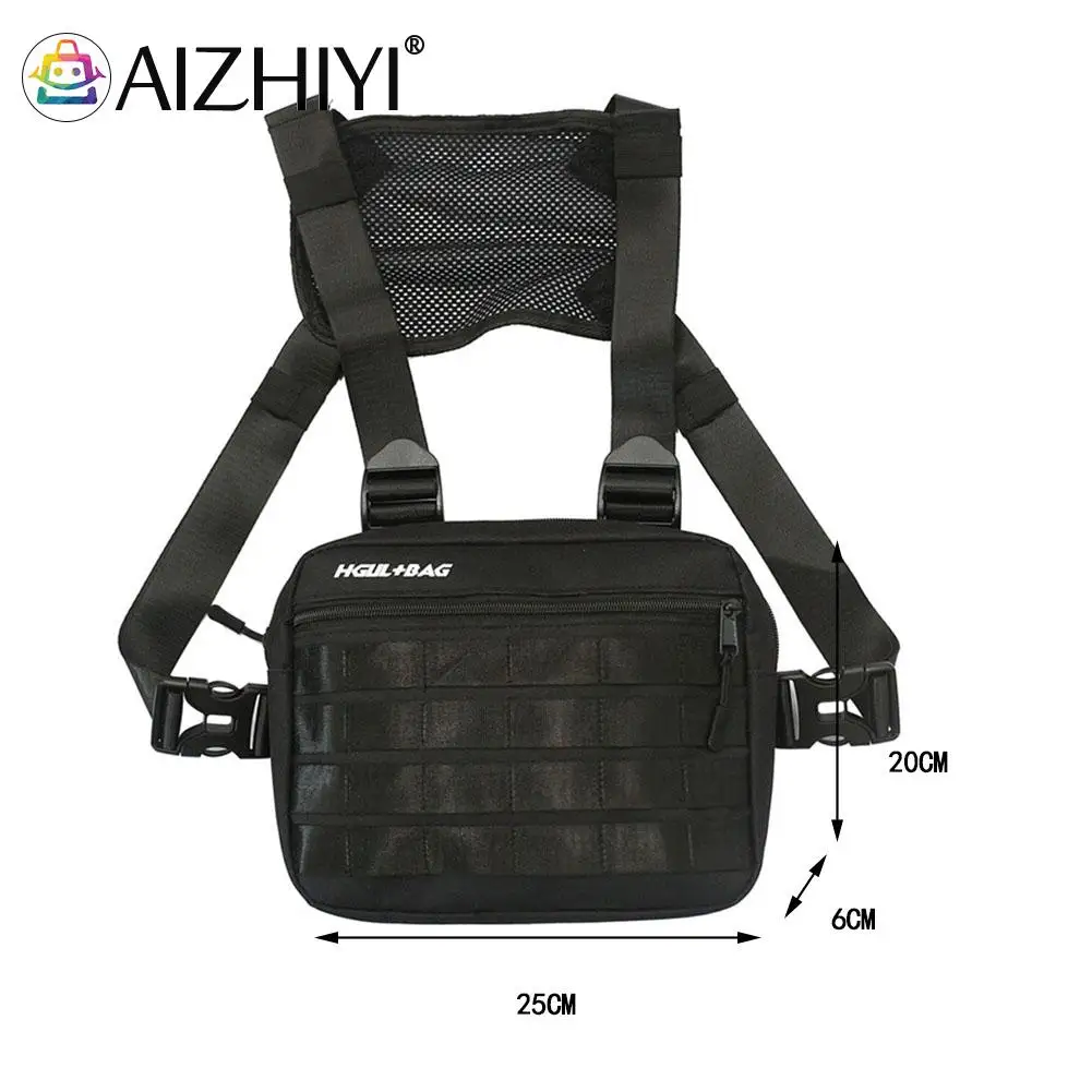 

Streetwear Contrast Color Men Oxford Cloth Contrast Color Chest Bag Hip-hop Male Square Vest Strap Bag