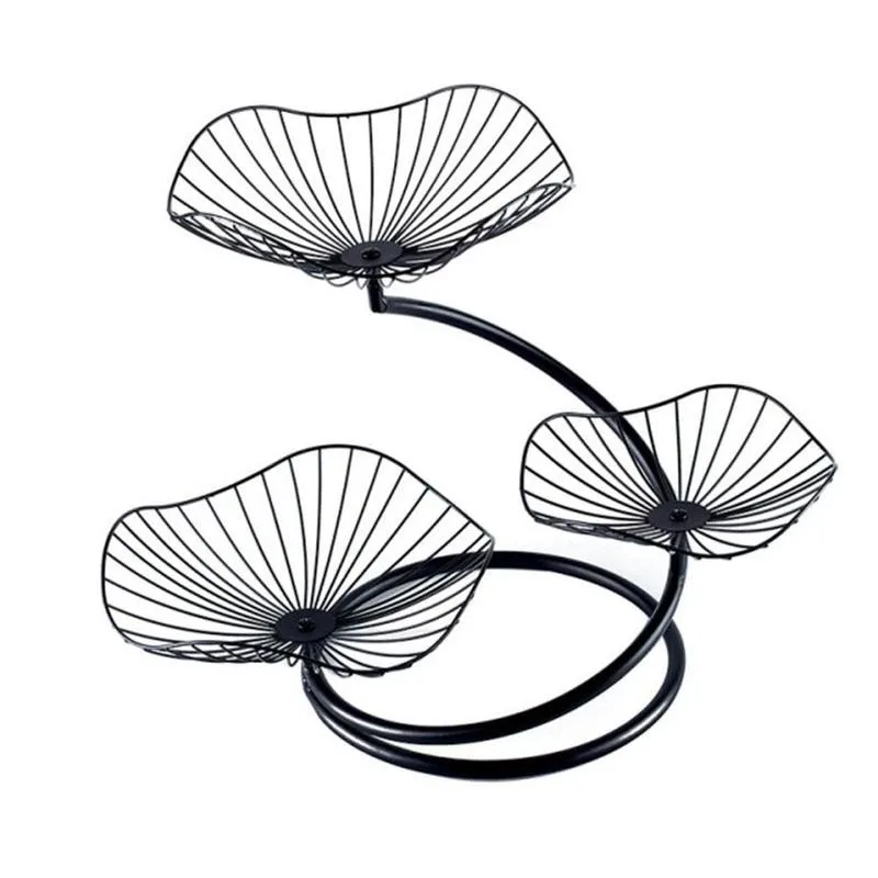 

1pc Nordic Fruit Plate Creative Modern Living Room Household Three Layer Fruit Plate Simple Iron Art Multi-layer Fruit Plate