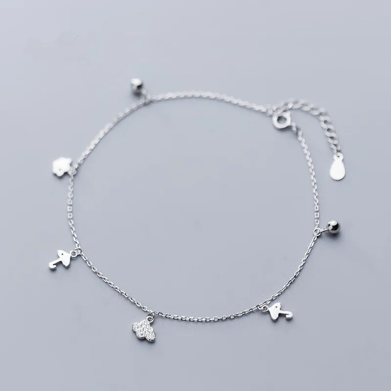 Настоящее 925 пробы серебряный зонтик облако браслет из бисера для элегантных