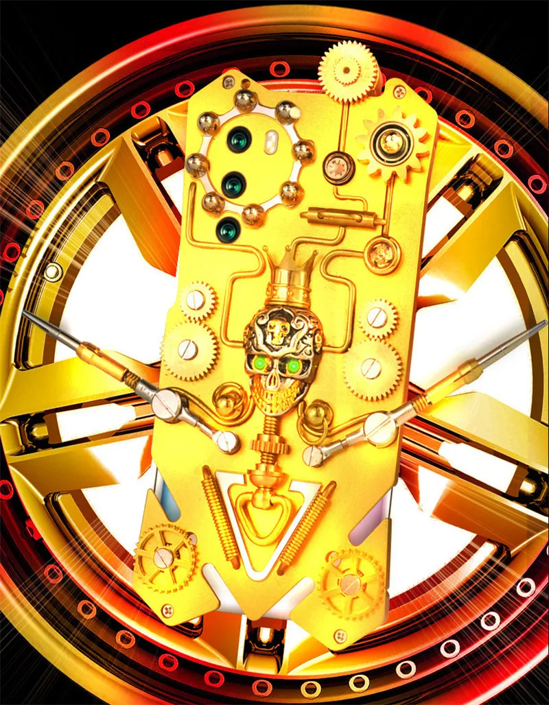 

Unique Skull Gold Metal Phone Case For Huawei P40 Pro P40 Pro + Case Armor Shockproof Cover For Huawei P40 Aluminum Alloy Coque