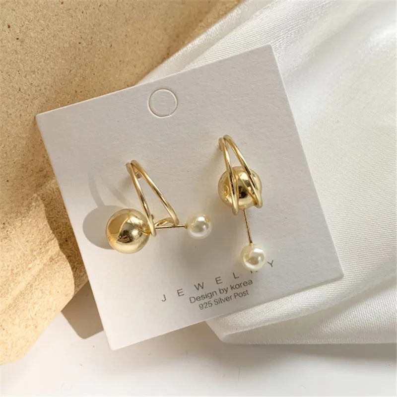 Серьги гвоздики S925 с геометрическим жемчугом неправильной формы Подвесные