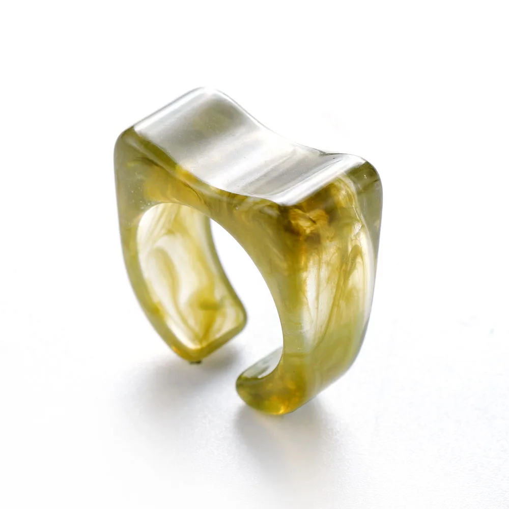 

2021 New ins Korea Colorful Transparent Acrylic Irregular Marble Pattern Ring Resin Tortoise Rings for Women Girls Jewelry