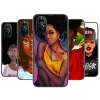 kind black girl clear phone case for huawei honor 20 10 9 8a 7 5t x pro lite 5g black etui coque hoesjes comic fash design