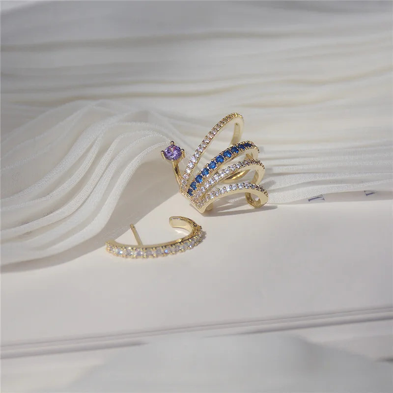 

Luxury 14K Real Gold Multi-layered Colored Zircon Is Exquisite Stud Earrings for Women Cubic Zircon ZC Earrings