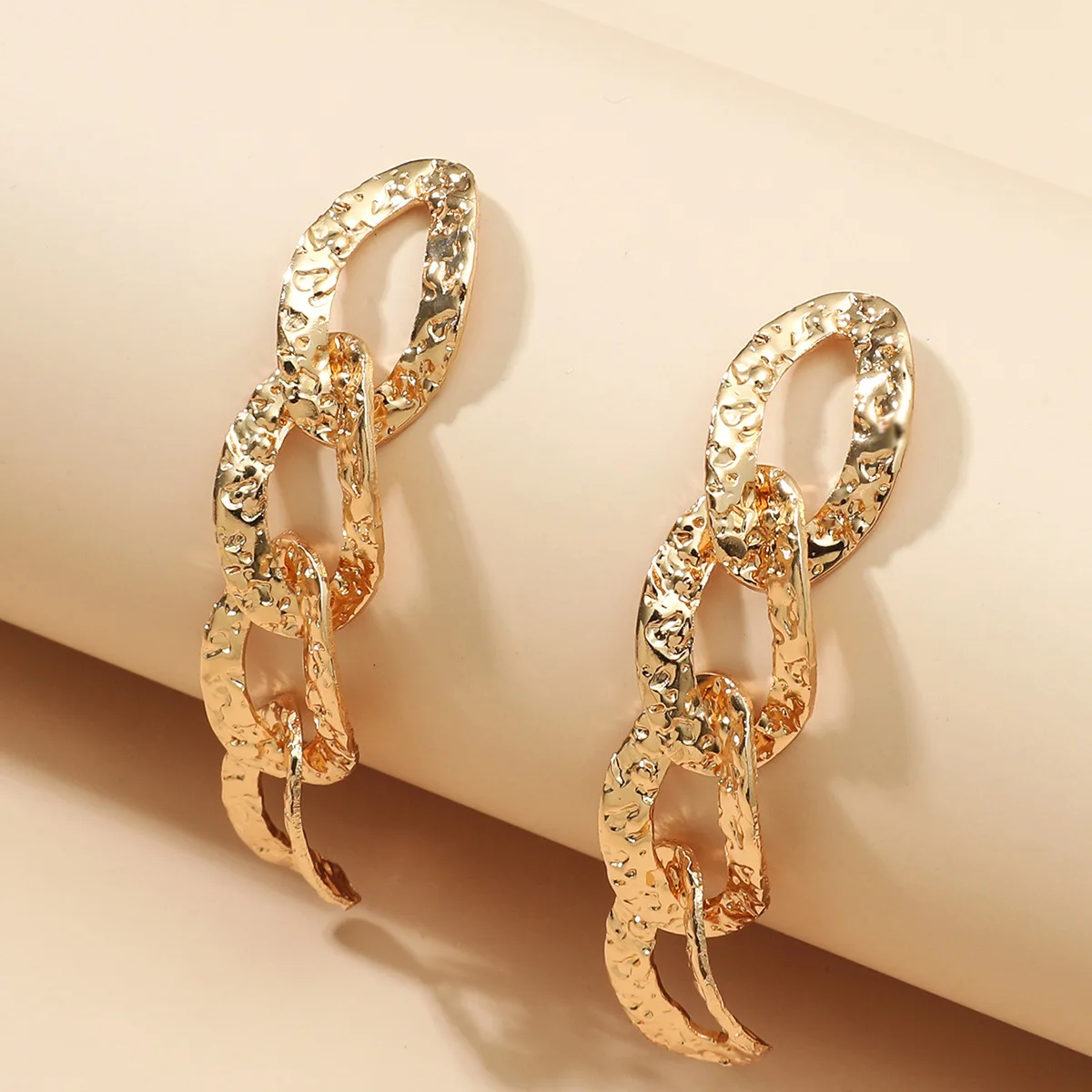 

New Arrivals Bright Gold Color Exaggerated Metal Chain Drop Earring Retro Punk Chain Earrings Vintage Jewelry
