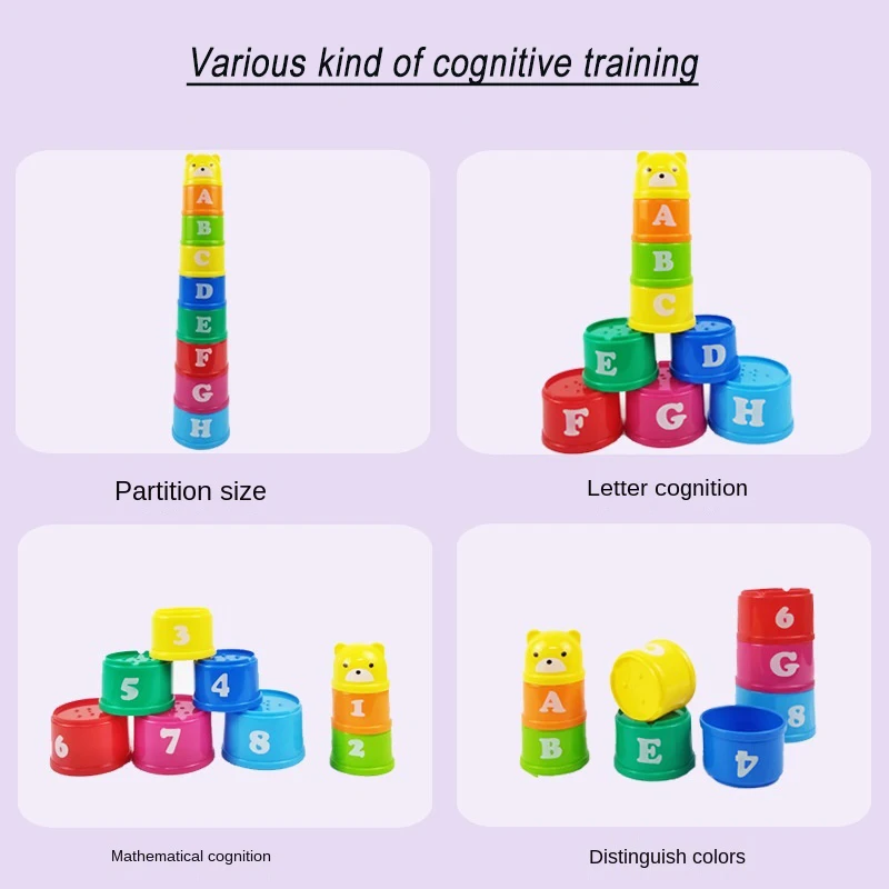 Детская игрушка забавная Радужная башня кольцо штабелируемые блоки