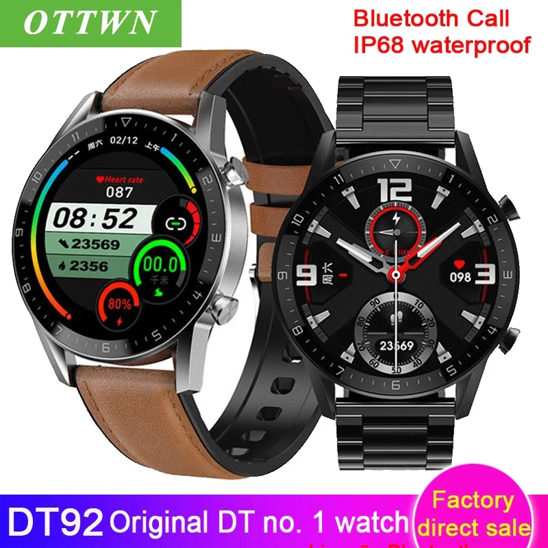

Ottwn DT92 Smart Watch Men Bluetooth Call IP68 Waterproof Heart Rate Blood Pressure Oxygen Women Sports Smartwatch PK L13 DT95