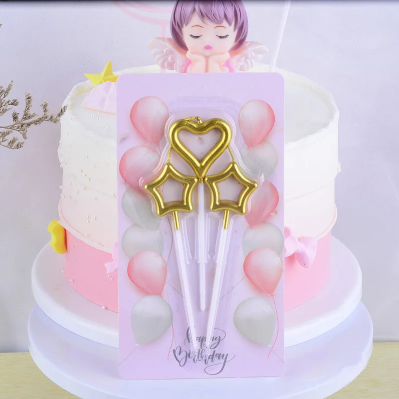 

3 шт./компл. Романтическая звезда в форме сердца Свадебная вечеринка на день рождения свеча торт Топпер украшение желания свечи для торта ук...