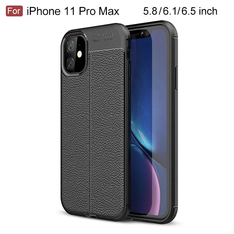 Для iPhone 11 чехол Оригинальная мягкая силиконовая личи шаблон полный защитный TPU