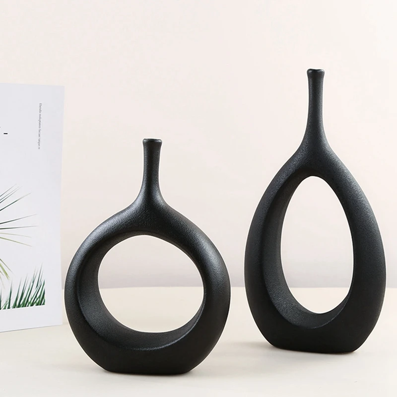

Искусственные вазы, набор из 2 современных декоративных ВАЗ ручной работы для дома, офиса, Центрального орнамента или в подарок (черный)