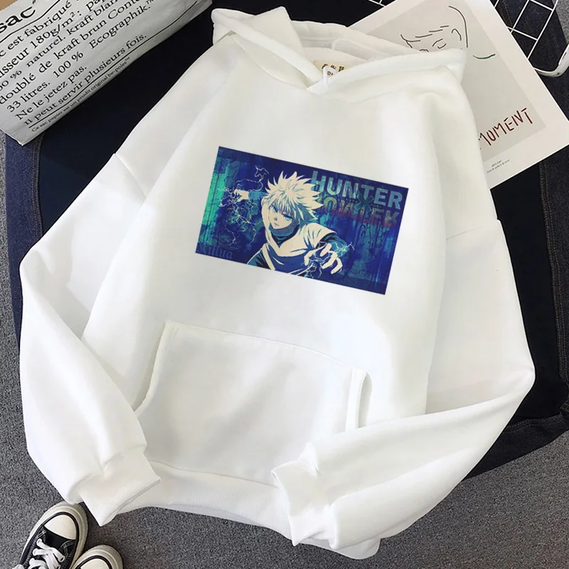 

Kawaii Couple Print Hoodies 2020 Autumn And Winter Sweatshirt Killua Zoldyck Anime Manga White O-neck Hoodies Bluzy Tops Clothes