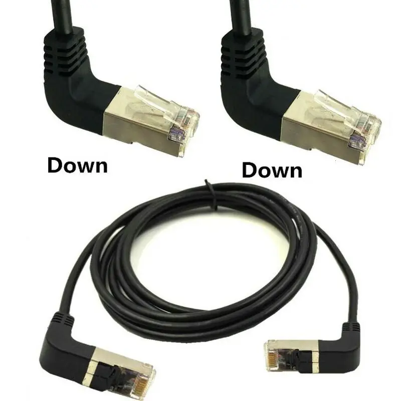 Высококачественный RJ45 кабель Ethernet Cat5 штекер-штекер угол вниз/вверх папа 90