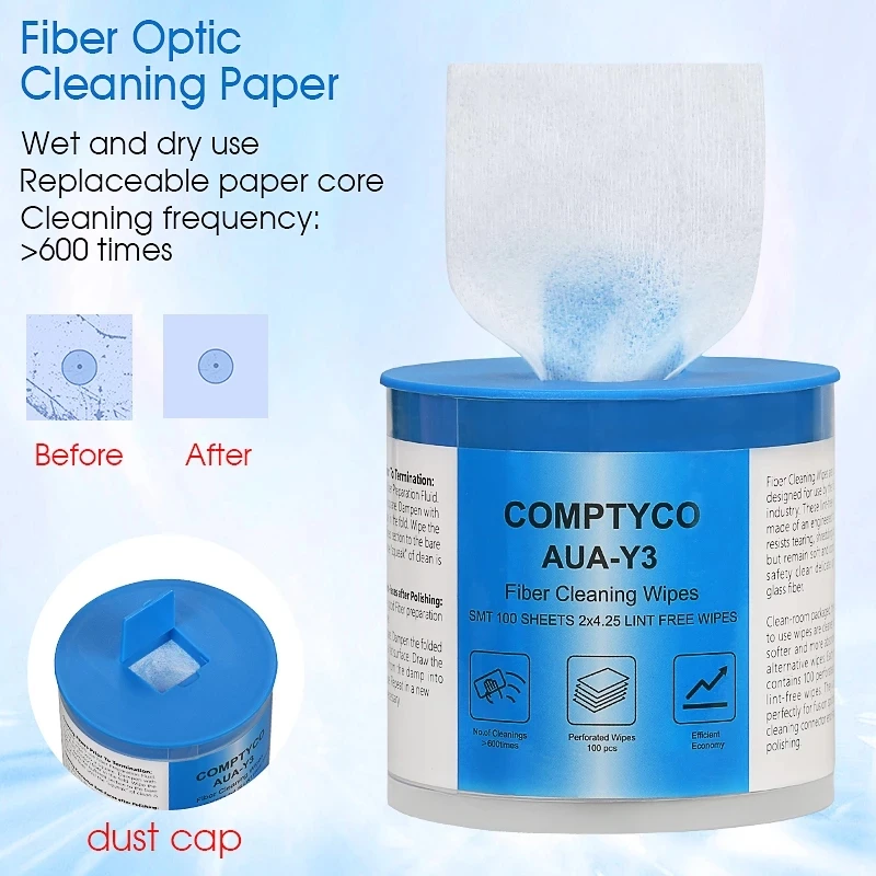 

AUA-Y3 Fiber Cleaning Wipes Dustfree Paper Fiber Optic Low-lint Wipes Optical Fiber Clean Paper FTTH Tools Free Shipping