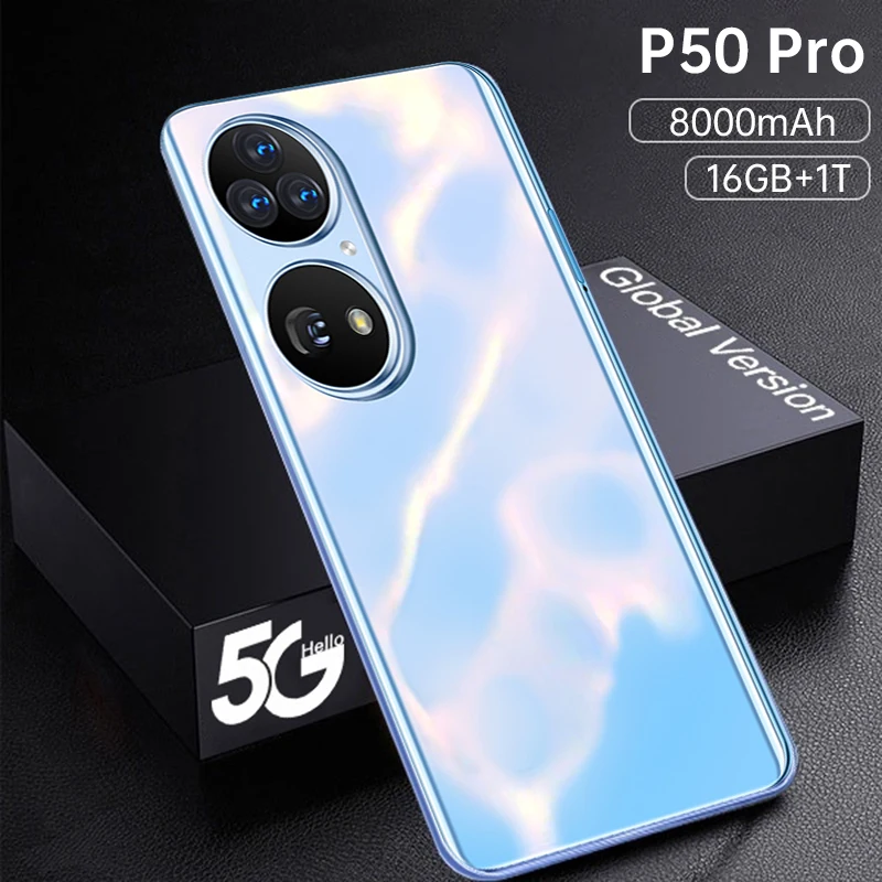 

Cellphone HUAWE P50 Pro Global Version 8000mAh 7.3 '' Face ID Android 11 16G+1T 5G 10 Core Smartphone
