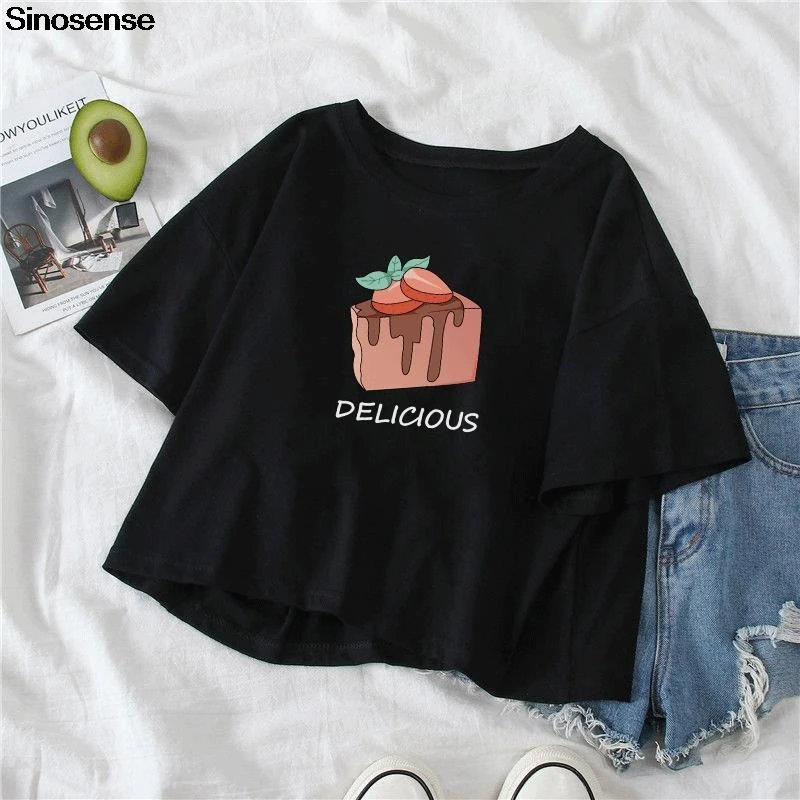 Новинка модная футболка женские модные топы с принтом торта футболки