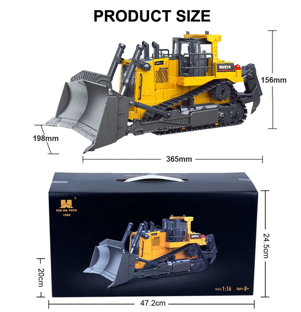 Последняя версия 2020 масштаб 1/16 бульдозер Huina 1569 RC 7 4 В 600 мАч 9 каналов доставка со