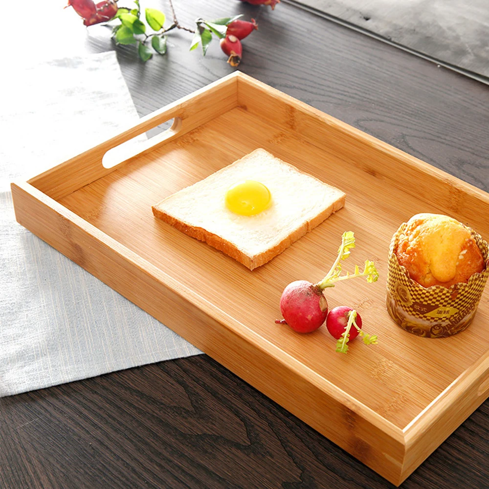 

Wooden Bamboo Serving Tray Tea Cup Saucer Trays Fruit Plate Japanese style Pallet Plate Decoration for Household Restaurant
