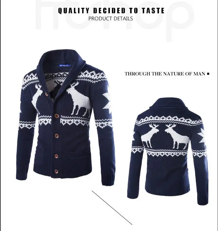 Мужской свитер осенний Новый теплый пуловер с воротником Повседневные