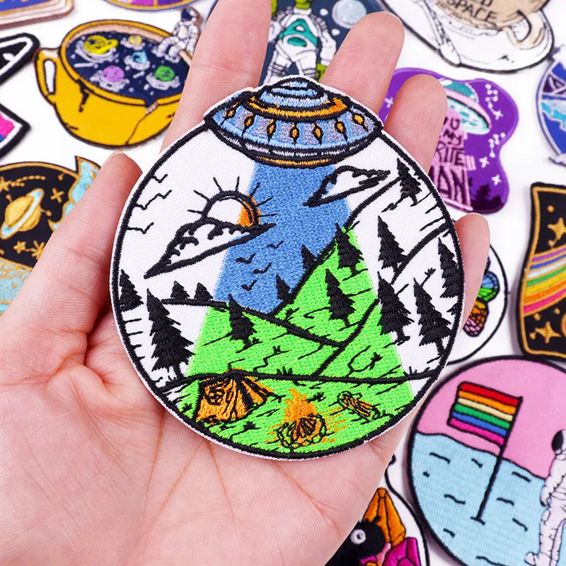 Аппликация с изображением космоса в горах Ван Гог волны вышивка термоклейкая