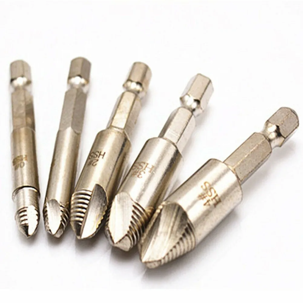 

5Pcs Screw Extractors Broken Easy Out Removal Tool Threaded Type Wood Nut