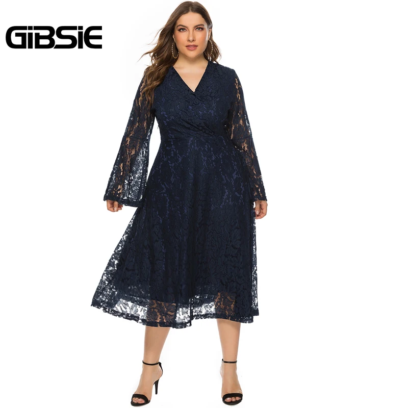 Женское длинное кружевное платье GIBSIE Бордовое с запахом и v образным вырезом