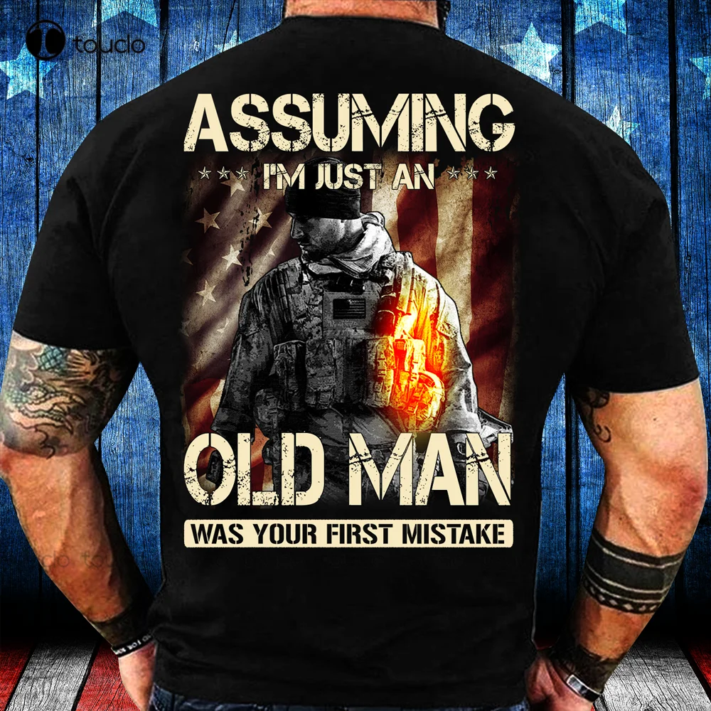 

New Veteran T-Shirt Backside Soldier Army Us Flag Military Mens Gift Cotton Tee Shirt Unisex
