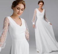 robe de mairee a line beach wedding dress puff sleeve sweep dot tulle bridal gowns custom made princess boho plus size