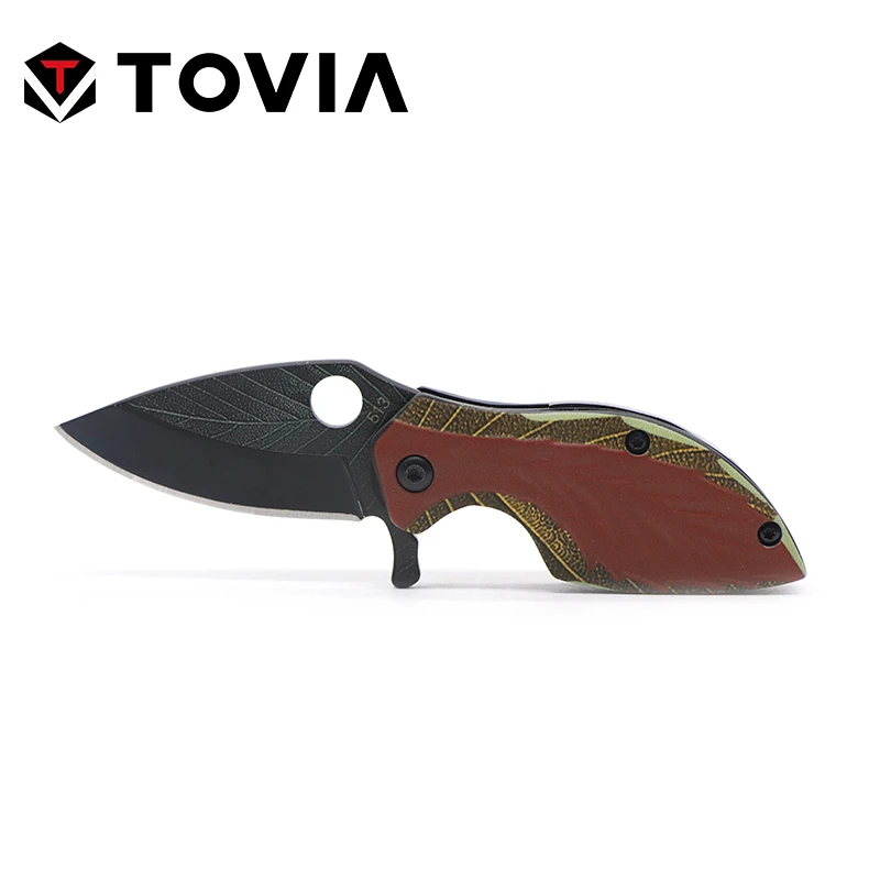 Red Leaf Складной нож из нержавеющей стали TOVIA, карманный нож с 3D узором в виде листьев, мини портативный складной нож для кемпинга, инструмент для выживания, камуфляж - Цвет: Red Leaf