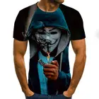 Лидер продаж, футболка с изображением клоуна для мужчин и женщин, модные ужасные футболки с 3D-принтом лица Джокера, Размер Xxs -6xl111