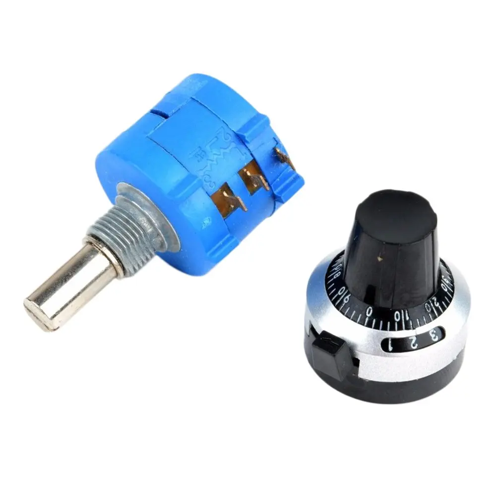 3590 10 Turn Potentiometer 500/2k/10k/50k Ohm Wirewound Multiturn Adjustable Resistor Precision with Rotary Dial Knob 6mm Shaft |