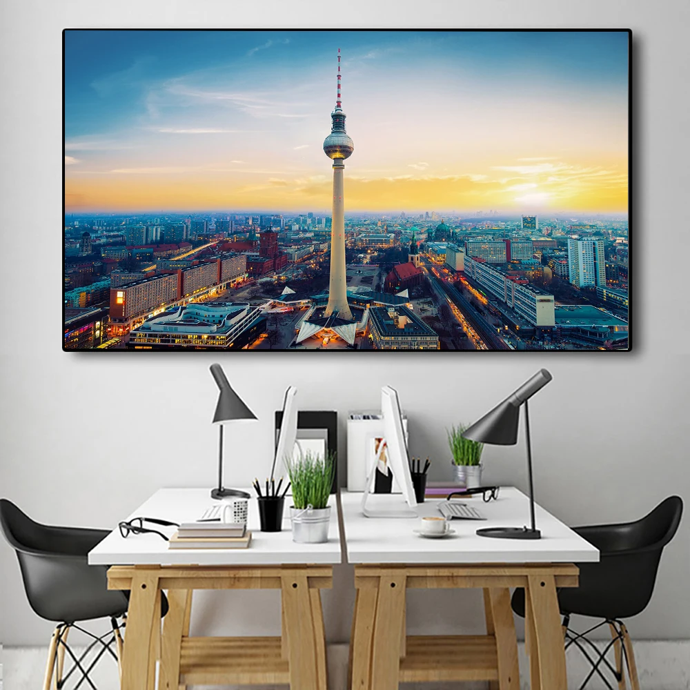 Германия Берлин ТВ башня Пейзаж плакаты настенное искусство картина городской