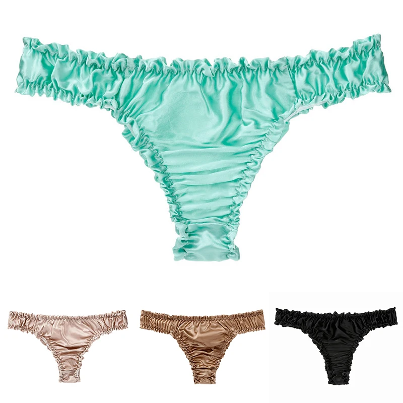 New Women Silk Panties Ladies Seamless Underwear Female Comfortable Breathable Satin Briefs Sexy Pure Color | Женская одежда