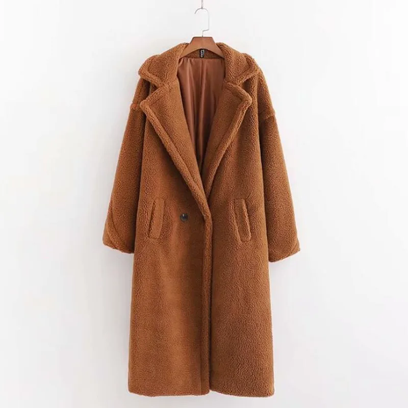 Женское зимнее пальто из искусственной шерсти длинное женская новая стильная