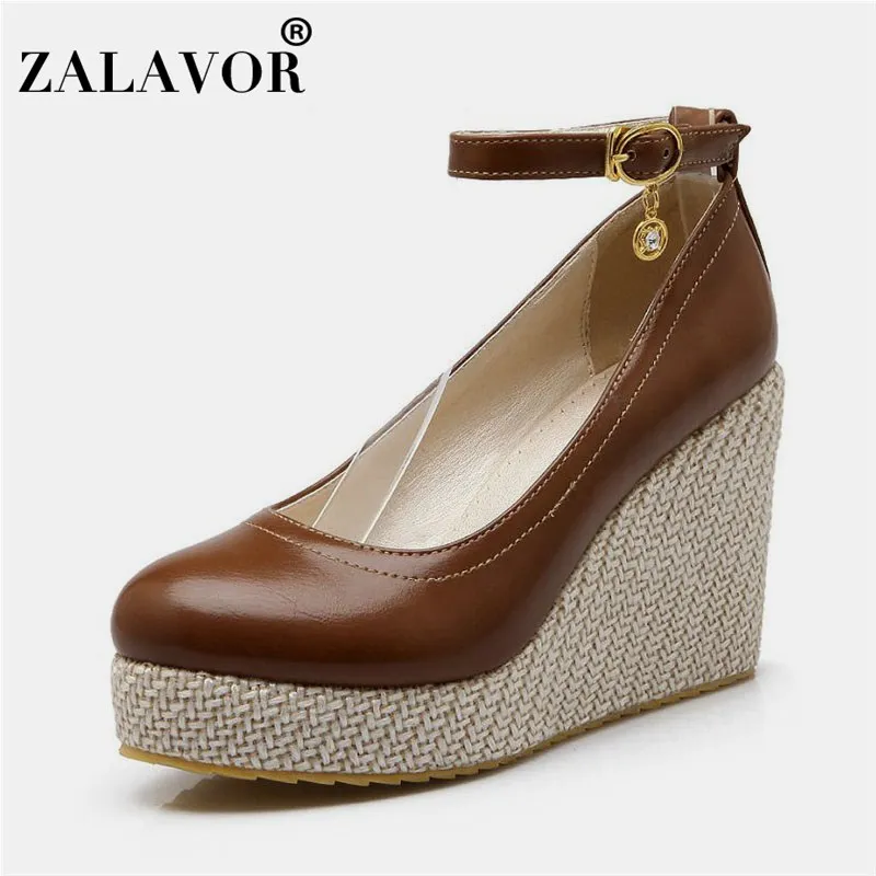 ZALAVOR/размеры 32-43 туфли-лодочки на высокой танкетке женские туфли высоком каблуке