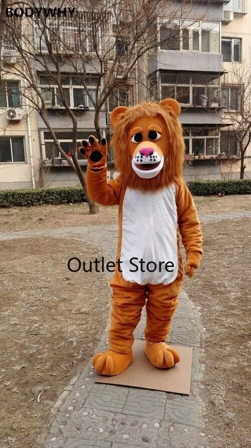 Длинный Меховой Костюм Льва талисман Косплей вечеринка наряд рекламный костюм