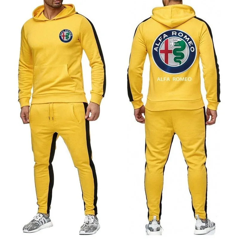 

New Fashion Alfa Romeo Men's Brand Print SetMan's Casual Sweatpant Sets Harajuku Jackets Sport Suits Hip Comfortable Male i9