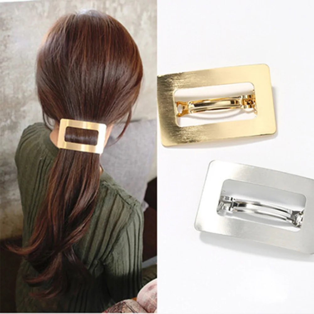 

1PC Korea Geometric Square Metal Hair clip Frosty style Solid Color Hairpins Barrette Girls Hairgrip Hair Styling Accessories