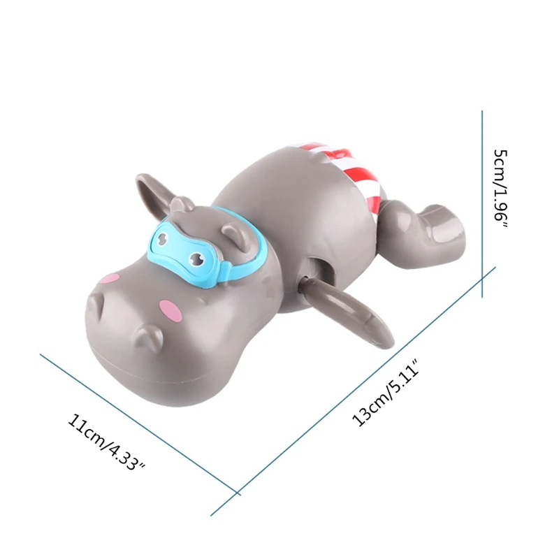 

50LE Summer Cute Little Hippo Bathroom Bath Baby Wound-up Swimming Children Play Water Bathing Bathtub Toys For Kid Gifts