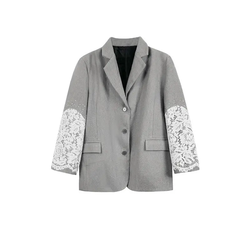 

XITAO Patchwork Lace Single Breasted Blazer Women Spring Casual Fashion New Style Temperament All Match Women Clothes ZY5766
