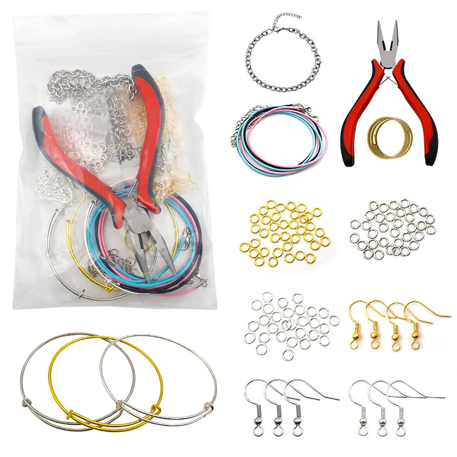 

Mixed DIY Circle Ear Hook Bracelet Necklace Bracelet Handmade Women Craft Materials Accessories Mixed Color Jewelry Kits,1Set